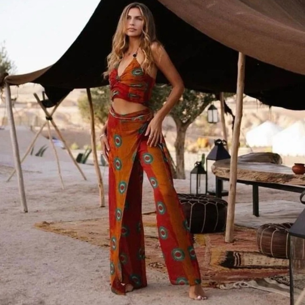 Zara Flowy Tye Dye Print Pareo Trousers